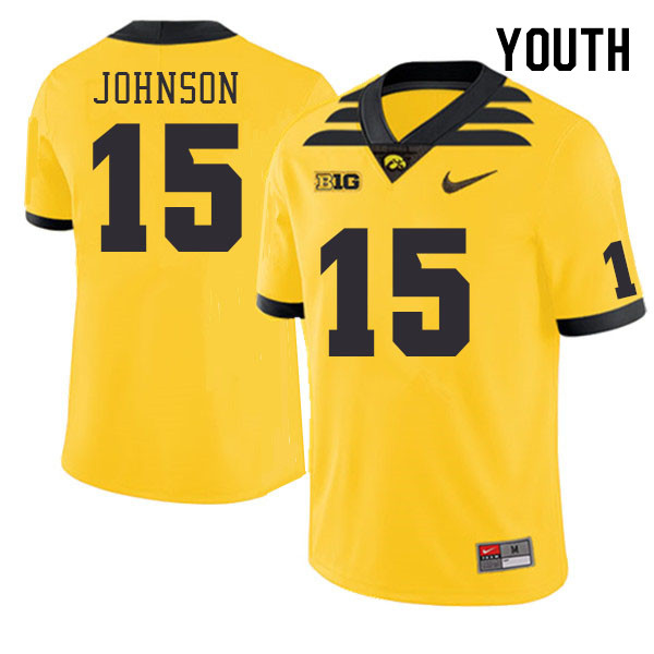 Youth #15 Jack Johnson Iowa Hawkeyes College Football Jerseys Stitched-Gold - Click Image to Close